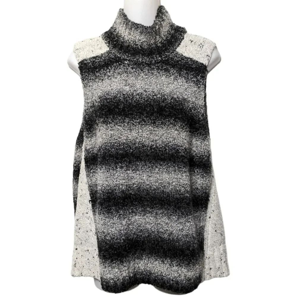 INTERMIX Ombre Striped Sleeveless Turtleneck Sweater L